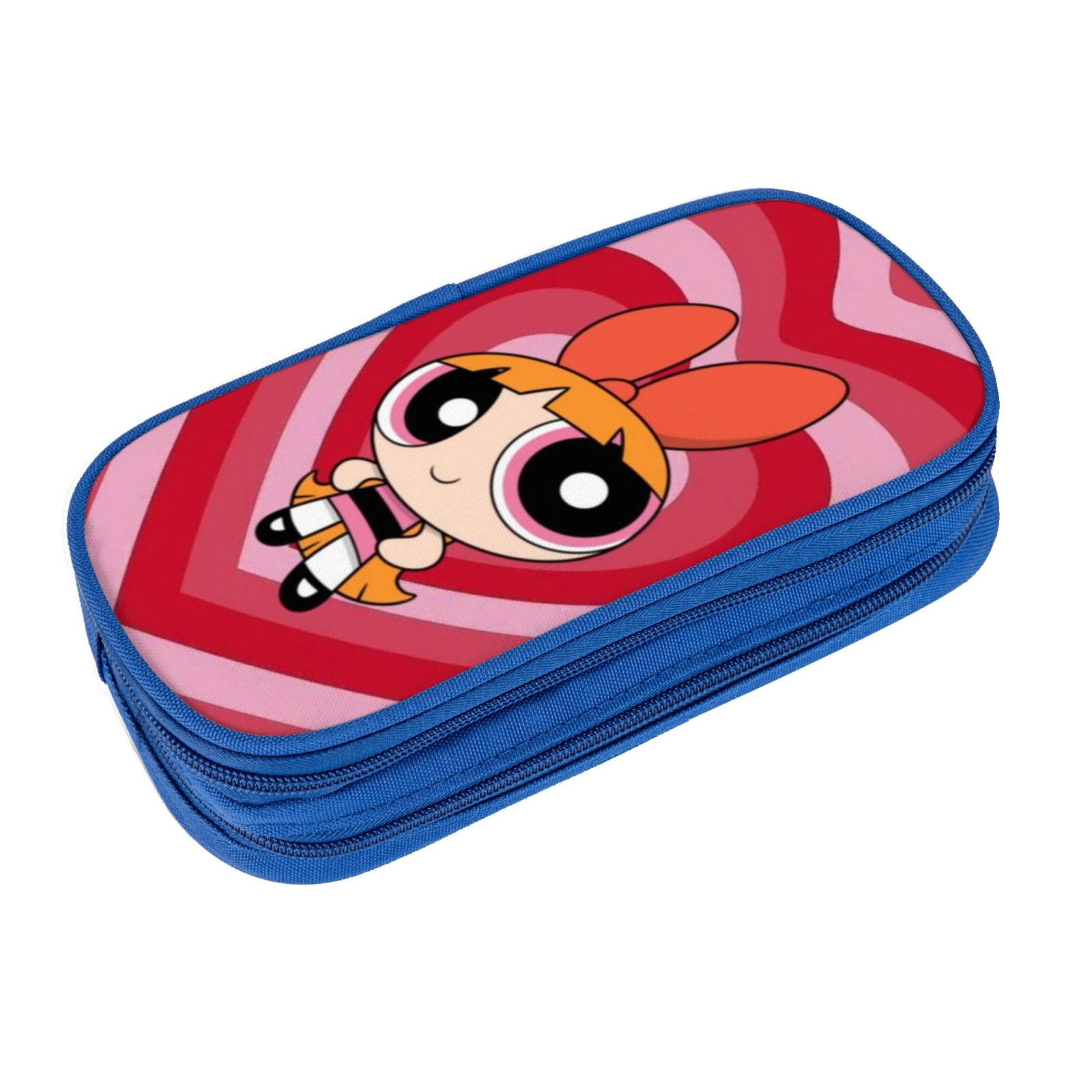 The Powerpuff Gi-rls Pencil Case Large Capacity Pencil Pouch Pen Bag Office Stationery Organizer Travel Makeup Bag Blue