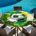 thumbnail image 6 of Green Yellow Soccer Round Tablecloth 36-44 Inch Round Fitted Table Cloth with Elastic Edge, Football Sports Watercolor Buffalo Waterproof Table Cover Protector for Outdoor Picnic Party Dining, 6 of 9