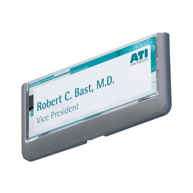 Durable Office Products 486037 5.87 x 2.12 in. Click Sign, Graphite