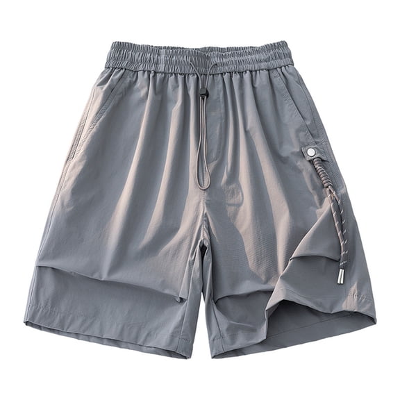 Besolor Mens Workout Shorts Wide Leg Elastic Waisted Drawstring Lightweight Casual Outdoor Running Short Pants(X-Large,Gray)