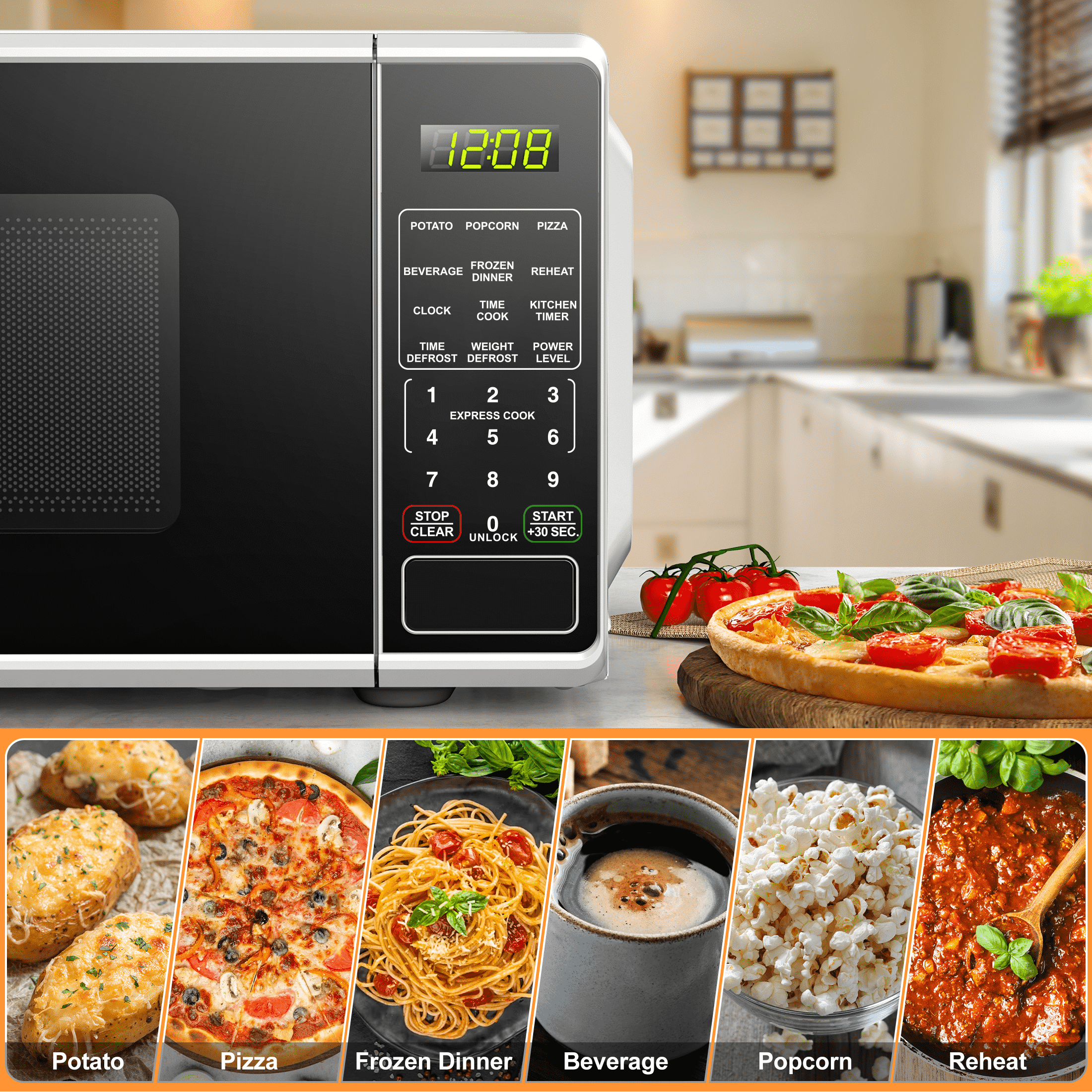 Mainstays 0.7 Cu ft Countertop Microwave Oven, 700 Watts, White