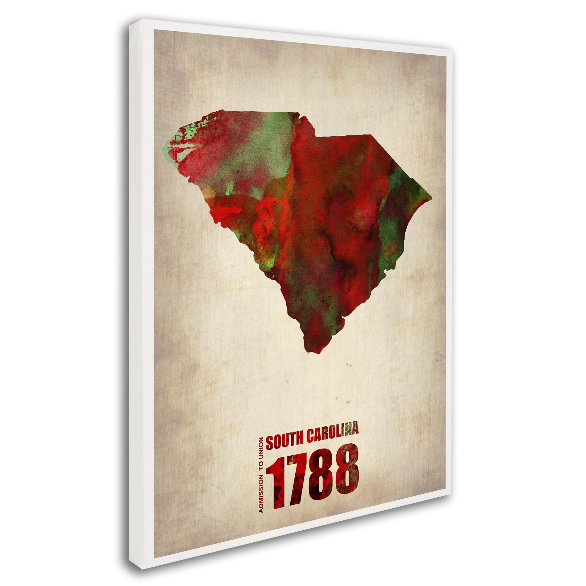 Trademark Fine Art "South Carolina Watercolor Map" Canvas Art by Naxart