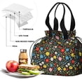 thumbnail image 4 of Pioneer Flower Floral Print Pattern Drawstring Lunch Bag Women - Drawstring Lunch Bag Insulated for Work Office - Stain-Resistant Large Lunchbags for Women with Multi-Pockets, 4 of 6