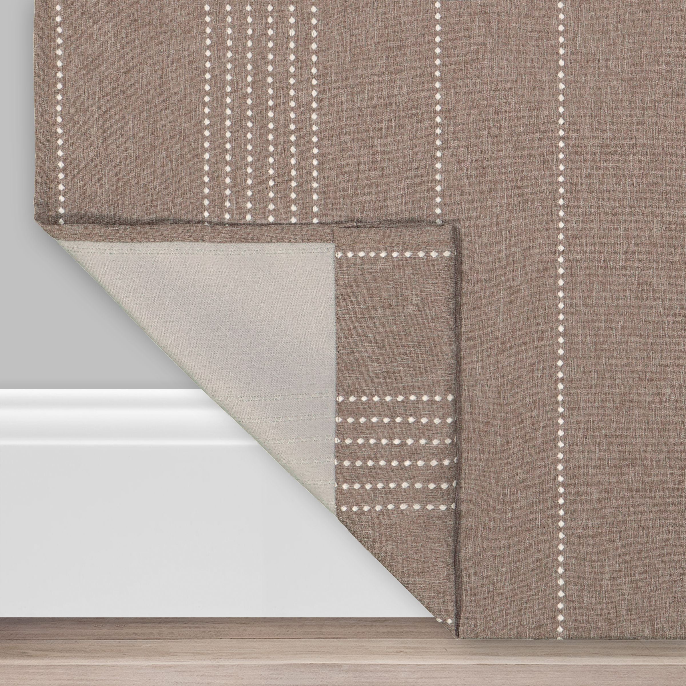 Eclipse Ronneby Stripe Blackout Grommet Tope Single Window Curtain Panel, Chocolate, 40 x 95