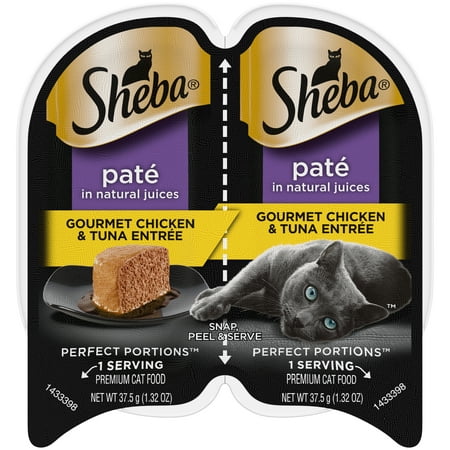 UPC: 0023100110233 | SHEBA Wet Cat Food Pate Gourmet Chicken & Tuna Entree 2.6 oz. PERFECT PORTIONS Twin Pack Tray