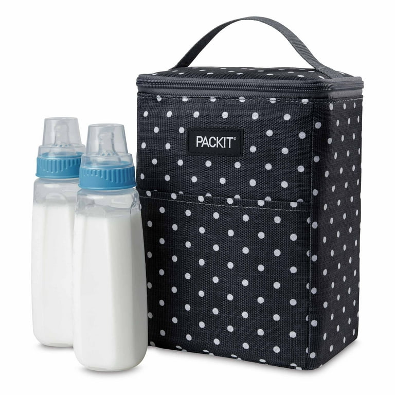 Pac-Kit Freezable Baby Bottle Cooler Bag with Polka Dots, Keeps