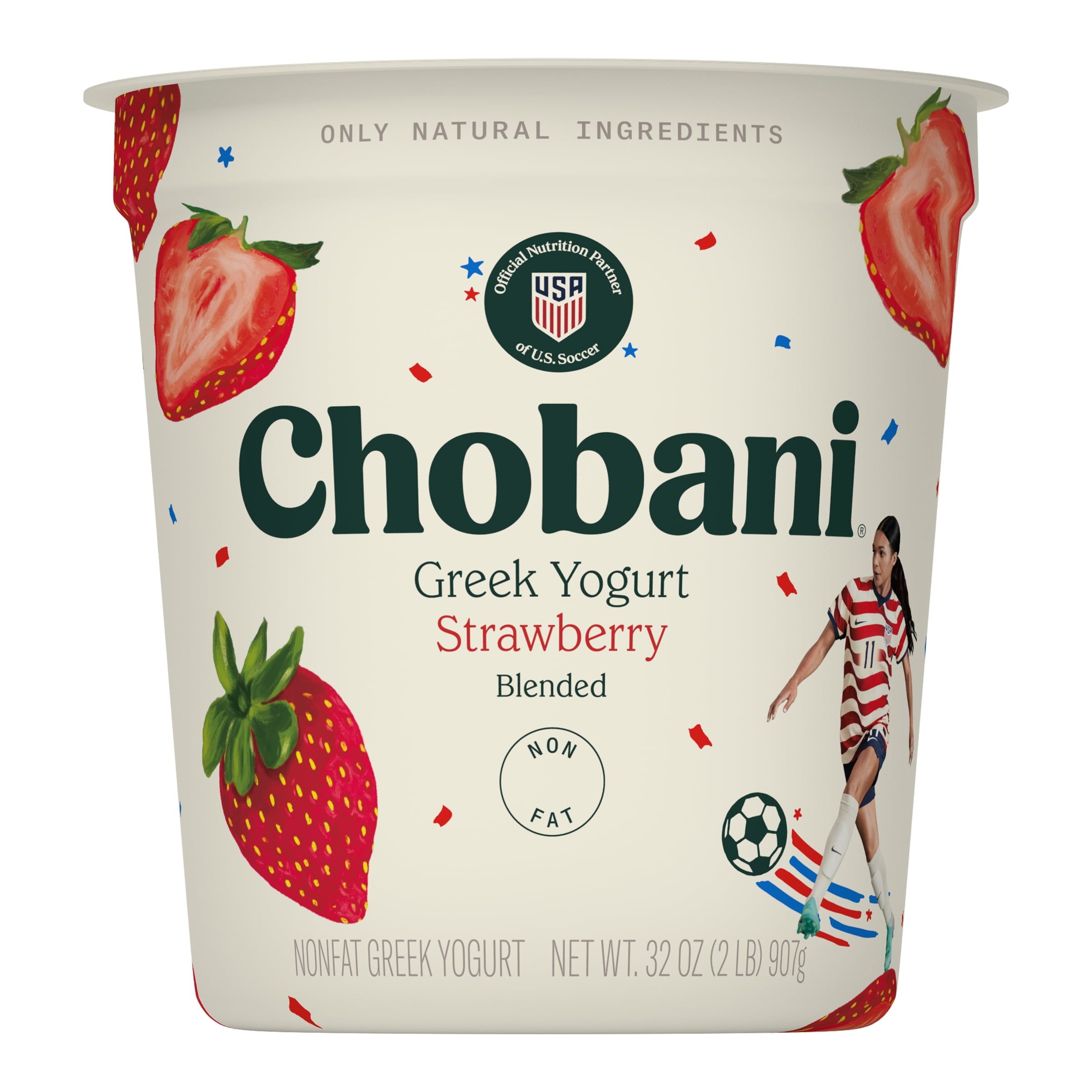 Chobani Non-Fat Greek Yogurt Strawberry Blended 32 oz Tub