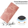 thumbnail image 6 of For Apple iPhone 15 6.1" Flower Embossed Buckle Case, Card Slots/Pocket, PU Leather Flip Wallet Case With Short Wrist Strap,Rose gold,For iPhone 15, 6 of 7