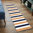thumbnail image 4 of Burnt Orange Navy Blue Striped Large Area Rugs for Bedroom Living Room, Soft Non Slip Carpet Bedside Rug, Farmhouse Stripe Art Rectangular Floor Cover Kitchen Accent Rug 2'x6' for Dining Room/Office, 4 of 9