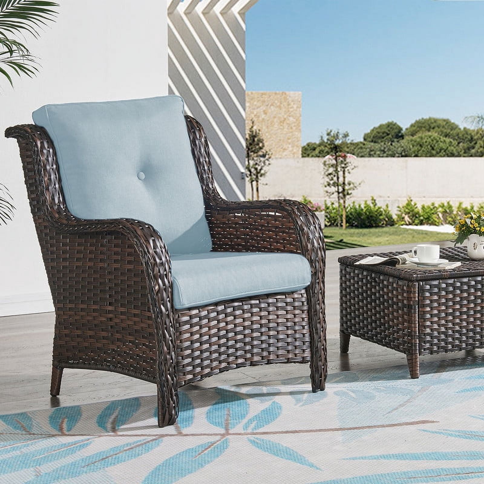 PARKWELL Outdoor 2-Piece Deep Seat Cushion,24 x 22, Water Repellent, Fade Resistant, Deep Seat Bottom and Back Cushion for Chair, Sofa, and Couch,Baby Blue