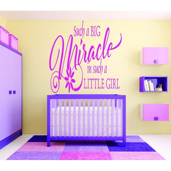 Living Room Art Such A Big Miracle In Such A Little Girl Baby Quote 16x24"