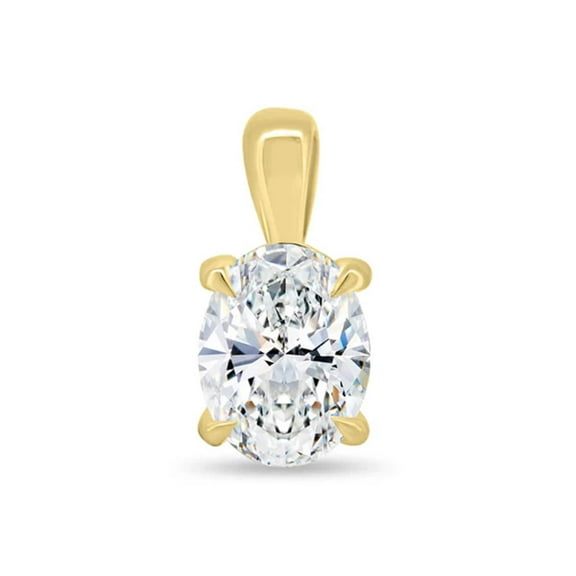 Om Jewels 2ct Oval Cut Moissanite 14k Yellow Gold Plated 4 Prong Solitaire Women's Pendant Silver