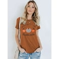 thumbnail image 5 of VILOVE Women Halloween Shirt Plaid Pumpkins Graphic Crew Neck Short Sleeve T-Shirts Tops, 5 of 6