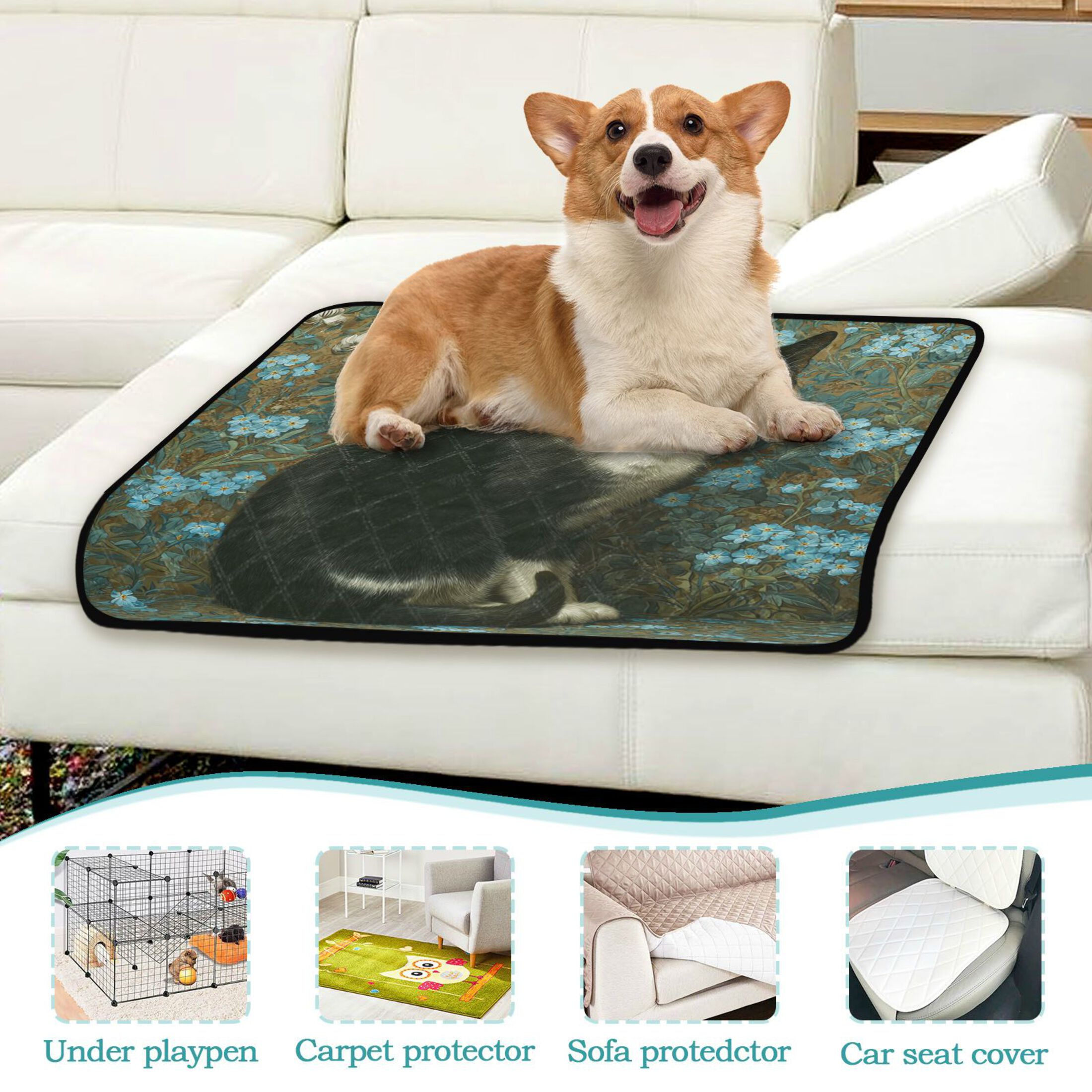 Qxltty Tuxedo Cat Cat litter Pads Pet Set of 2 Diaper Mats Center Anti-leakage Layer Absorbent Soft and Comfortable