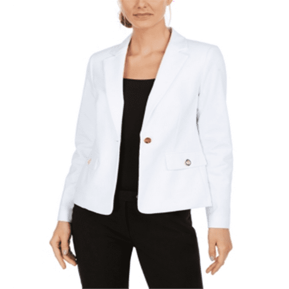 Calvin Klein Women's Single Button Grommet Blazer White Size 4