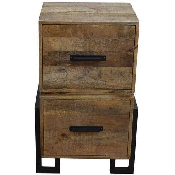 Pemberly Row Contemporary Solid Wood Filing Cabinet in Brown