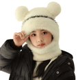 thumbnail image 4 of Wdgfv Toddler Integrated Hat Neck Warmer, Thick Ear Flap Winter Beanie with Pom Pom, Windproof Kids 2 in 1 Hat Scarf Combo One Size, 4 of 4