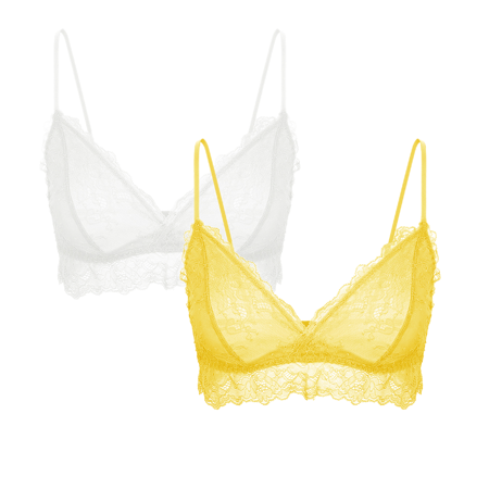 

Varsbaby Women s Lace Wireless Bras Unpadded Thin Straps Bralette 2 Pack