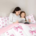 thumbnail image 4 of Erosebridal Pink Stripes Bow Tie Twin Comforter Sets 3-Piece For Kids Girls,Kawaii Love Heart Print Bedding Set,Pink Reversible, 4 of 6
