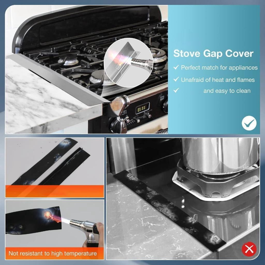 2pcs Stainless Steel Stove Gaps Cover Set Heat Resistant Oven Side Gaps Fillers