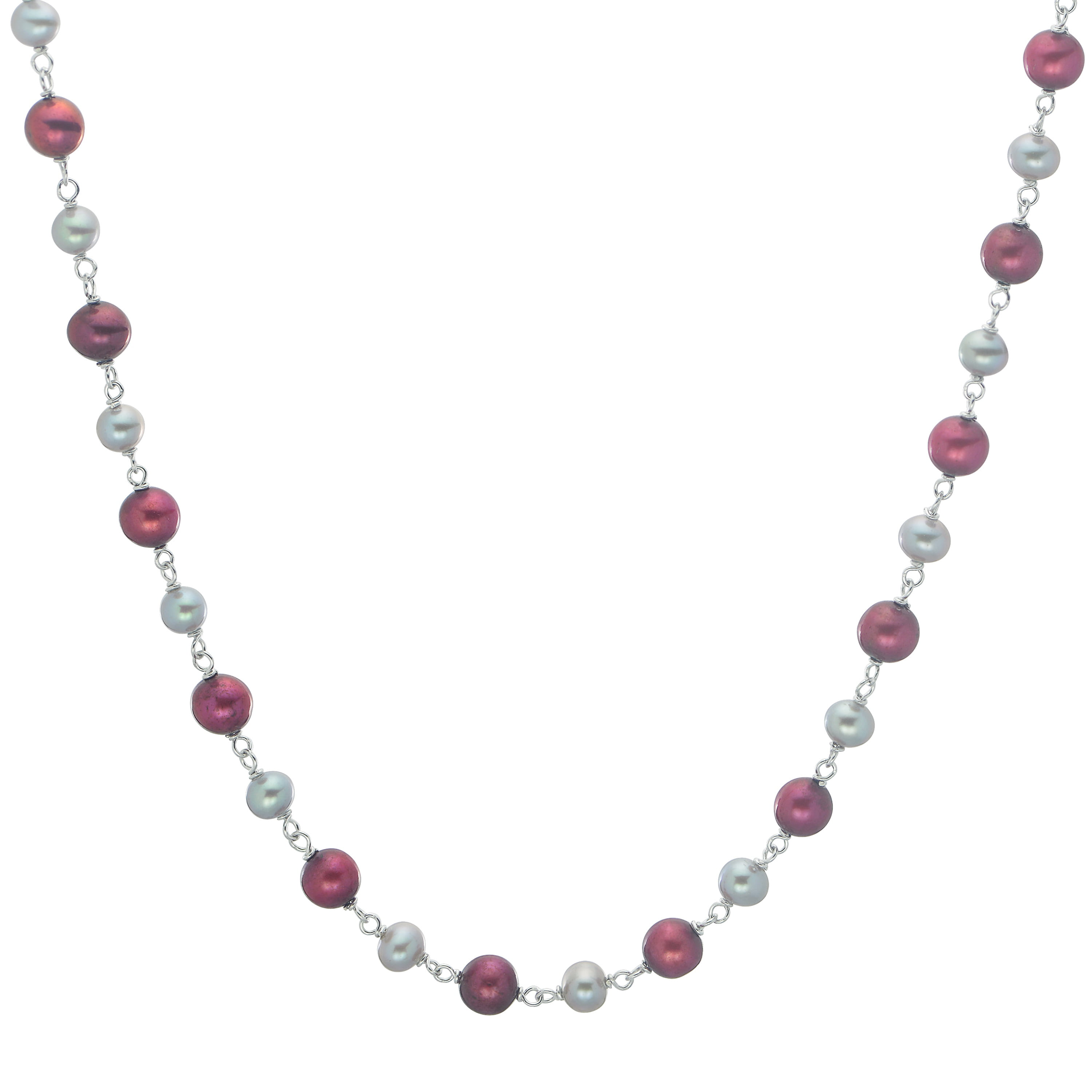 Sterling Silver Pearl Necklace 5 mm Freshwater 17 inch long