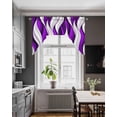 thumbnail image 3 of Purple White Moire Swag Valances for Windows, Small Curtains Drapes, Modern Abstract Art Kitchen Window Curtains Over Sink Rod Pocket Window Treatment Valance for Bedroom/Bathroom 56"x36", 3 of 5