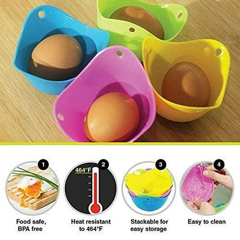 Egg Poacher- Silicone Poaching Cups Set for Microwave or Stovetop, Boiled  Water Poached Egg Maker, Dishwasher Safe (Pack of 6) By Chef Buddy 
