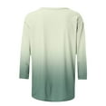 thumbnail image 5 of Charella 3/4 Sleeve Tops for Women Summer Dressy Casual Button down Crew Neck Shirts Floral Printed Loose Fit Tunic Blouses (2XL, Mint Green), 5 of 7