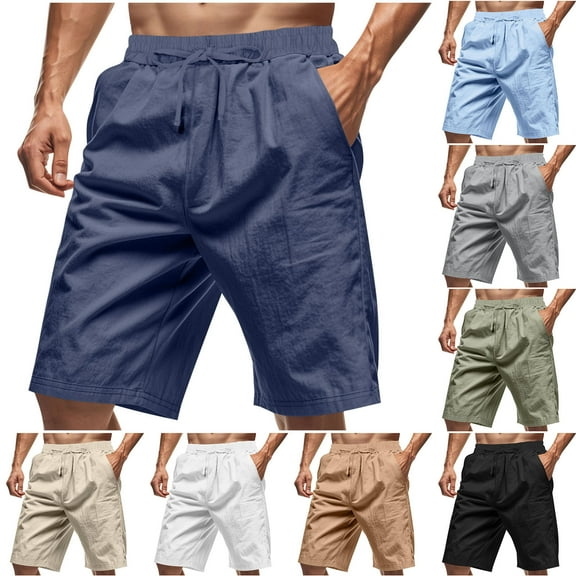 Dagugfen Mens Shorts Casual Knee Length Drawstring Elastic Waist Loose Stretch Summer Beach Shorts
