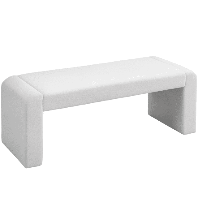 HOMCOM Banc de Bout de Lit Rembourré 47 Pouces en Forme de U Banc d'Entrée Blanc