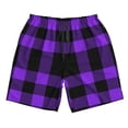 thumbnail image 3 of Uemuo Purple Buffalo Plaid Pattern Men's Swim Trunks Hawaiian Beach Bathing Suit Swimsuits Beach Quick-Dry Shorts with Pockets-XX-Large, 3 of 9