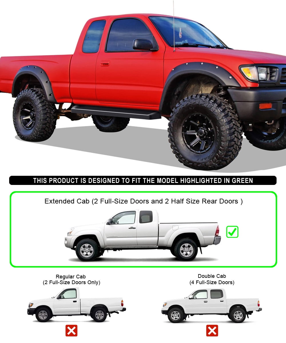 APS Black Running Boards Style Compatible with Toyota Tacoma 1995-2004 Extended Xtra Cab (4WD or Prerunner 2WD 4WD) (Nerf Bars Side Steps Side Bars)