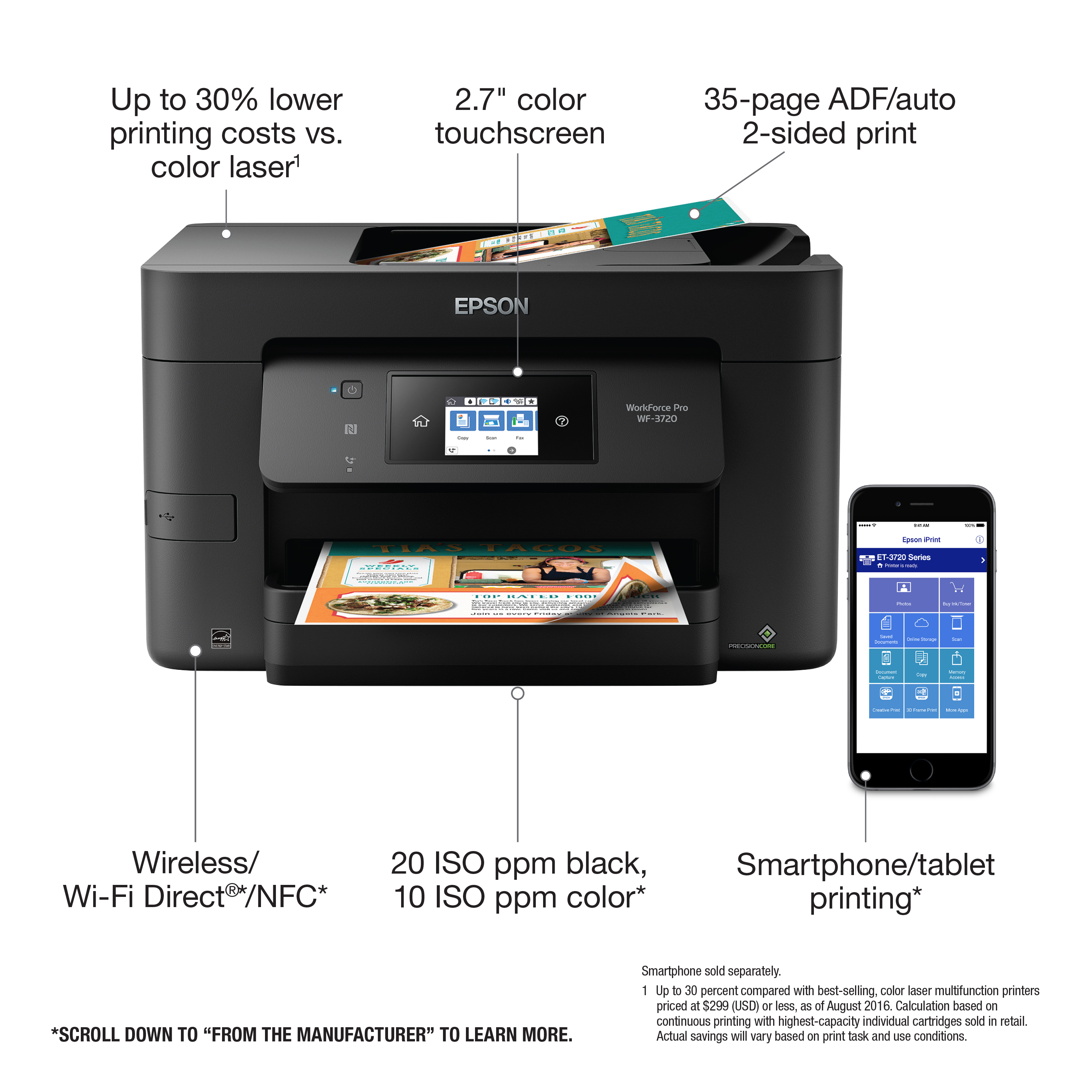 Epson WorkForce Pro WF-3720 Wireless All-in-One Color Inkjet Printer - image 4 of 5