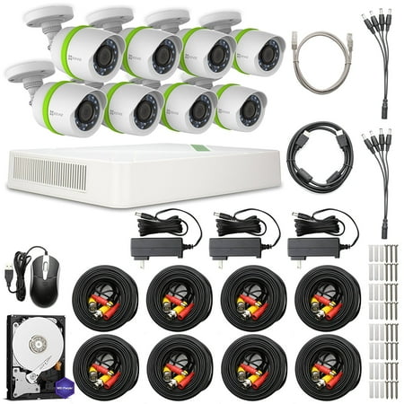 EZVIZ 720p Outdoor Security Camera System, 8 HD Weatherproof Cameras, 16 Channels with 2TB DVR
