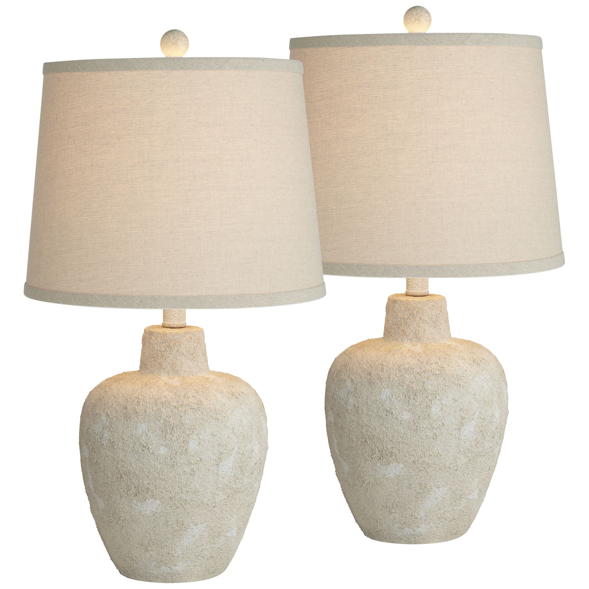 360 Lighting Romeo 23 1/2" High Jar Farmhouse Rustic Accent Table Lamps Set of 2 Beige Distressed Earth Tone Finish Living Room