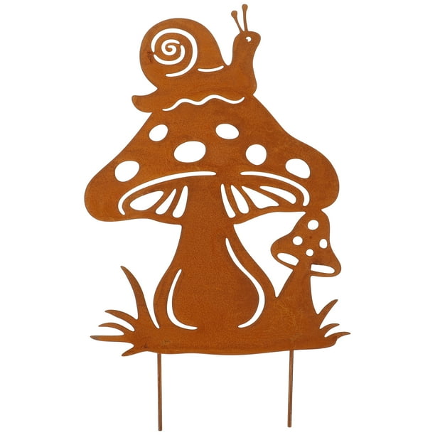Estacas de metal con forma de caracol, hongo o caracol para jardín, con formas de animales y plantas, para decorar el césped