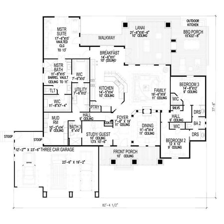 TheHouseDesigners 9167 Construction Ready Large Craftsman  