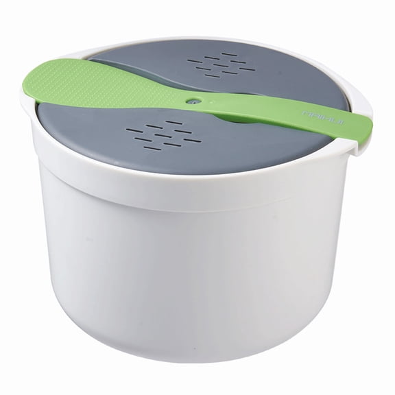 Home Decor Microwave Rice Cooker 8 Cup Easy Use Easy Clean Microwaveable Brown White Rice Pasta Vegetable Cookware Rice Cooker Full Set with Lid Spatula Measuring Cup for Meal