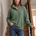 thumbnail image 5 of cocolona Stand Collar Sweatshirts for Women Button Down Long Sleeve Pullover Sweatshirts Loose Casual Solid Color Fall Tops, 5 of 7