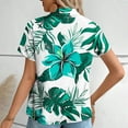 thumbnail image 4 of Hawaiian Shirts for Women Basic Collared Tee Shirt Coconut Palm Hawaii Style Tunic Blouses Button Down Short Sleeve Blouses Summer Beach Shirt Tropical Shirts Loose Flowy Cardigan, 4 of 6