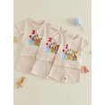 thumbnail image 3 of BemeyourBBs Toddler Baby Boy Birthday Outfit 1 2 3 Years Birthday Summer Clothes Short Sleeve Zoo Animal Embroidery Waffled T-Shirt and Pockets Shorts Set Toddler Summer 2 Pieces Outfit, 3 of 9