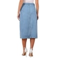 thumbnail image 3 of INSPIRE CHIC Women Denim Midi Skirt High Waisted Button Up Casual Slit Jean Skirts L Light Blue, 3 of 6