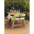 thumbnail image 4 of 60x84 Inch Outdoor Tablecloth with Umbrella Hole Zipper Rectangle Green Abstract Rectangular Tablecloths Outside Waterproof Geometric Simple Lines Vintage Art Patio Table Cloth Cover for Picnic Party, 4 of 8
