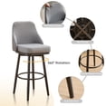 thumbnail image 5 of OTHNIEL Bar Stools Set of 2 Adjustable Chenille Swivel Barstool,Metal Leg,24 to 29 Inch Light Gray, 5 of 8