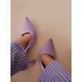thumbnail image 1 of Women's Pointed Toe High Heel Shallow Mouth Single Shoes, Casual Black Sneakers, Simple Textured Heel, Backless Loafers With Bag Head And Pull Belt, 1 of 4
