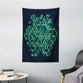 thumbnail image 1 of Modern Tapestry, Geometric with Ombre Elements Colored Lines Maze like Circle Round Seem Image, Wall Hanging for Bedroom Living Room Dorm Decor, 40W X 60L Inches, Green and Blue, by Ambesonne, 1 of 2