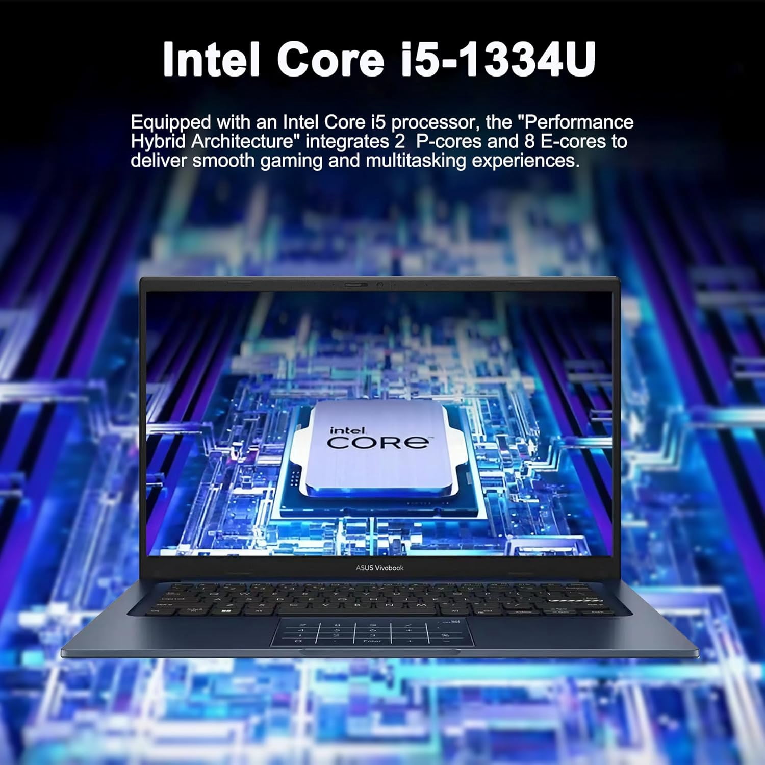 ASUS VivoBook 14 Business Laptop 14" FHD Anti-Glare Intel 10-core i5-1334U 16GB DDR4 512GB SSD Type-C Privacy Camera SonicMaster Long-Lasting Battery Fast Charging Win11Pro ICP Hub