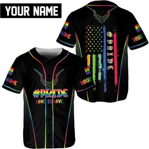 Lotusprinthandmade Personalized Name LGBT Baseball Jersey XS-5XL Multicolor, LGBT Baseball Shirt