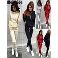 thumbnail image 6 of Women Sweatsuits Outfits Activewear 2Pcs Tracksuit Set Pocket Hoodies Sweatshirt Pullover + Sweatpants Pant Set Lady Athleisure Sportwear Suit, 6 of 6