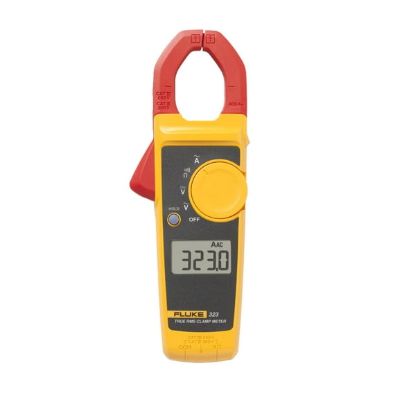 Fluke 323 Clamp Meter For Commercial/Residential Electricians, Measures AC Current To 400 A,Measures AC/DC Voltage To 600 V, Includes 2 Year Warranty And Soft Carrying Case, Multicolor, 8"x3"x2"